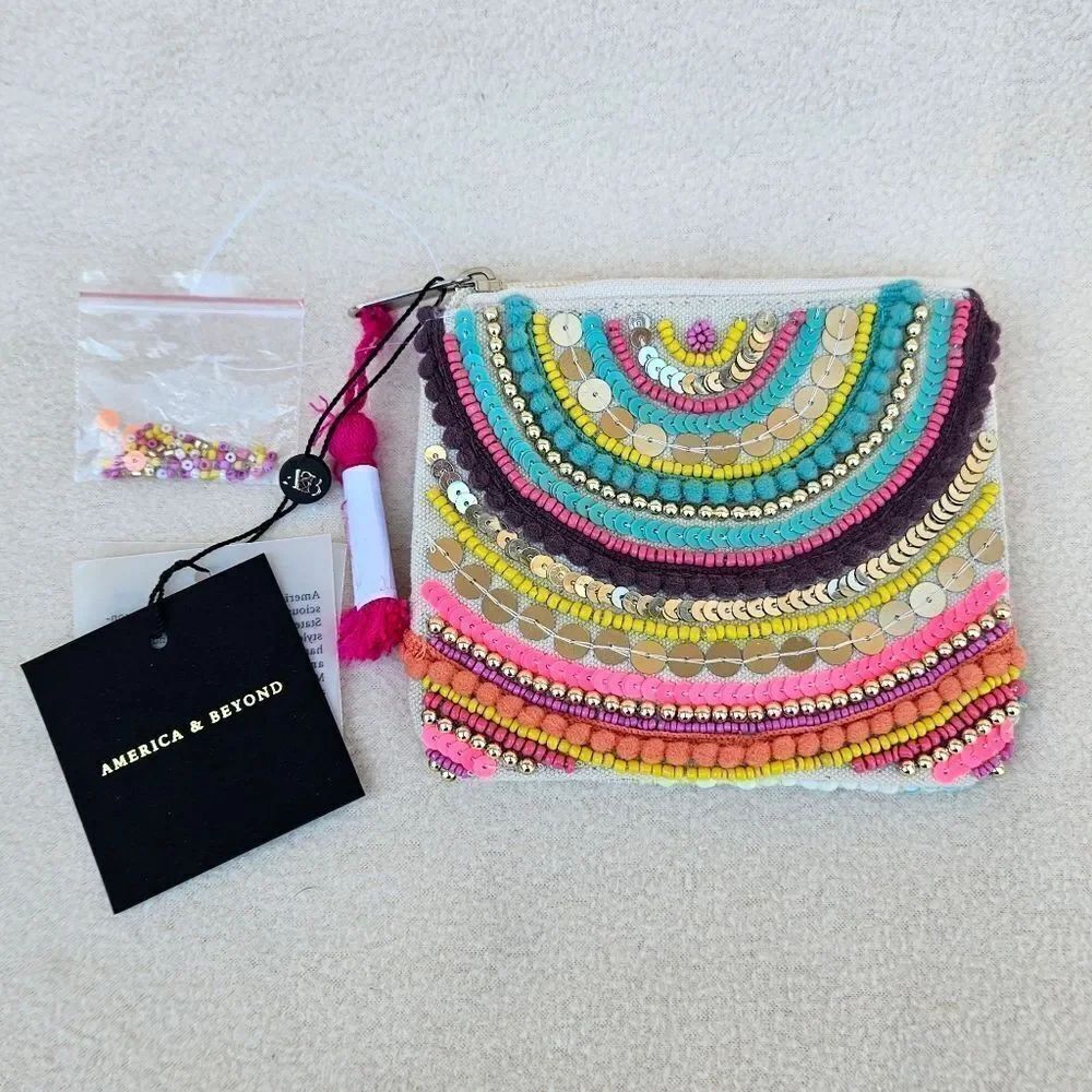 America and Beyond Embellished Coin Purse in Rad Rainbow